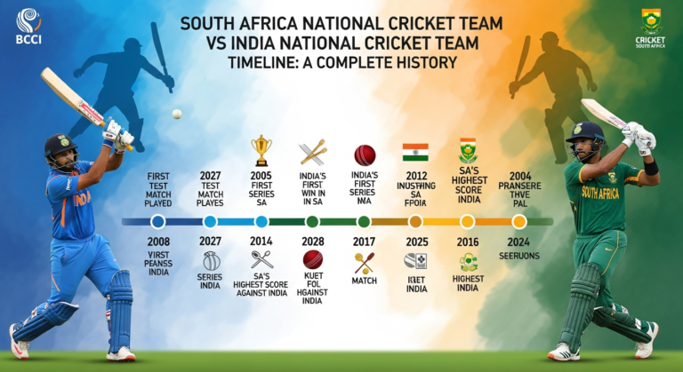 South Africa national cricket team vs India national cricket team timeline