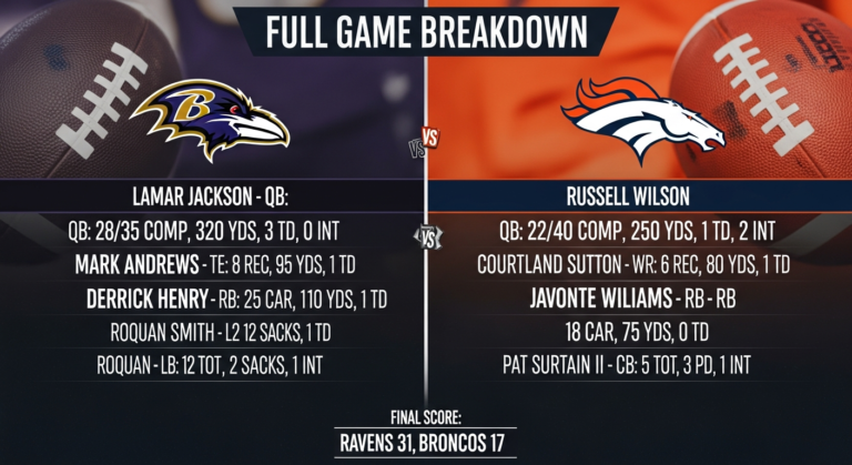 Baltimore Ravens vs Denver Broncos match player stats