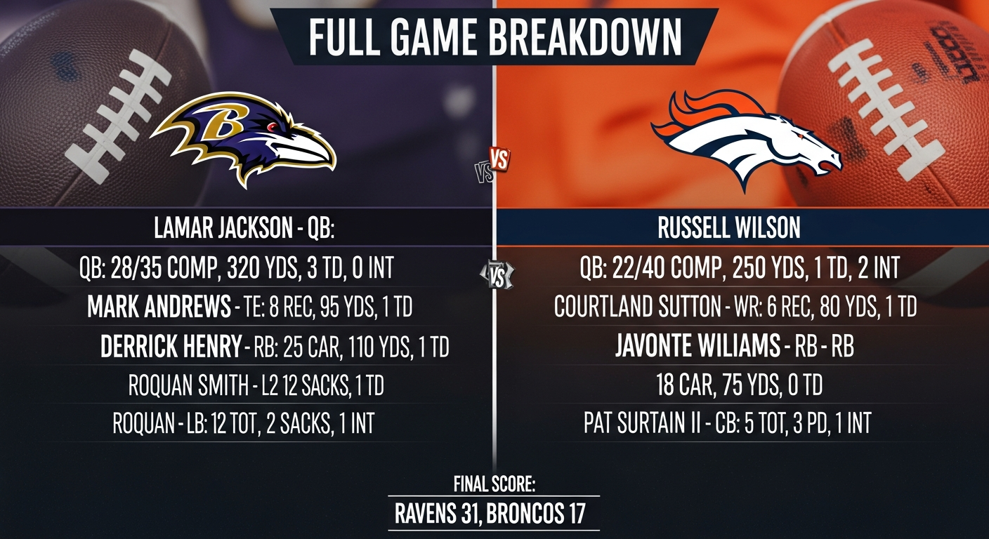 Baltimore Ravens vs Denver Broncos match player stats